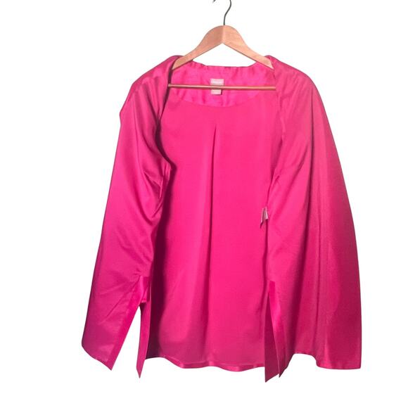 Chico's Open Front 3/4 Sleeve Jacket Fuchsia Pink Shantung Size 2 (US 12-14) - Picture 7 of 9